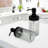 Ribbed Hand Glass Soap Dispenser Set of 2, Wide-Mouthed Glass Soap Bottles with Matte Black Pump for Bathroom & Kitchen