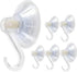 Clear Plastic Suction Cup Hook, oobest 6 Pack Ultra Heavy Duty Hooks, Strong Power Lock, Waterproof, Oil-Proof for