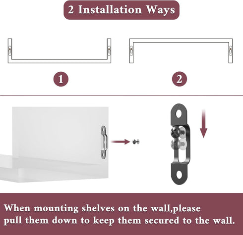 SRIWATANA Pink Solid Wood Floating Shelves for Wall Mounting