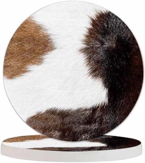 Pznen Cow Skin Texture Coasters for Drinks 2 Pack Africa Animal Camouflage Close