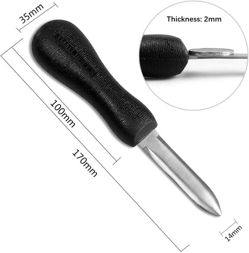 Oyster Shucking Knife, 2.75" New Haven Style Clam Knife with Non-Slip Poly Handle, Seafood Opener Tools (Black)