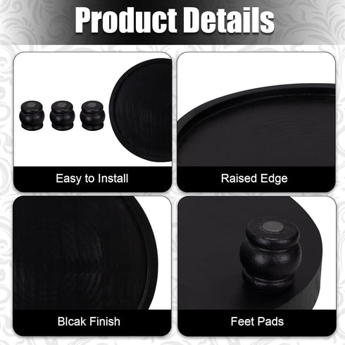 Counter, MAONAME Decorative Round Wood Riser for Display, Farmhouse Pedestal Stand for Kitchen Black Wooden Risers Tray