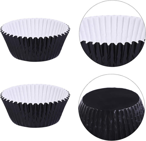 URATOT 100 Pieces Black Foil Metallic Cupcake Liners, Muffin Wrappers, Muffin Paper Cases, Foil Baking Cups