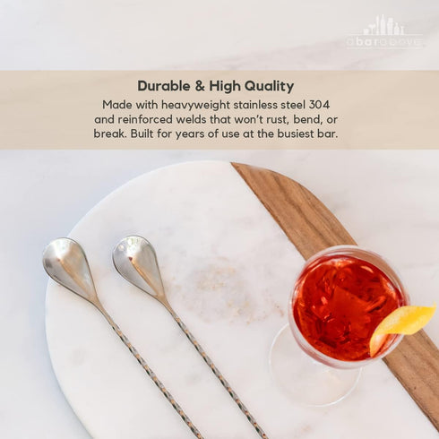 A Bar Above Long Spoon Bar Set, 15 Stainless Steel Spoons for Stirring and Layering, 2 Pcs Cocktail Set