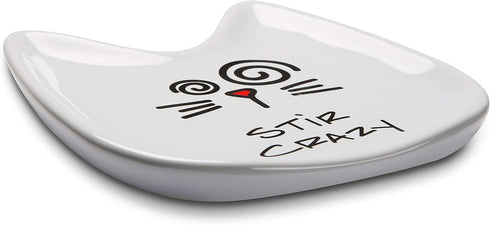 Pavilion Gift Company Blobby Cat Spoon Rest, "Stir Crazy", 5", White