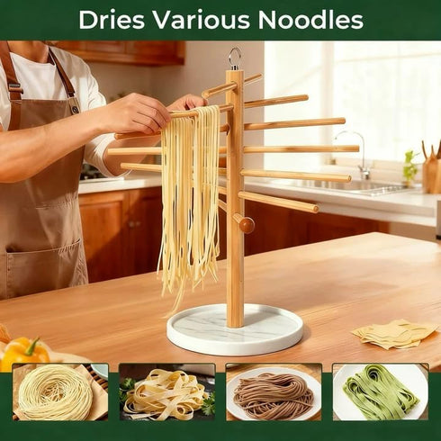 7 Pasta Drying Rack with Transfer Wand and Bars, noodle drying rack Easy to Transfer for Drying Pasta and Cooking