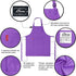 Kids Apron and Chef Hat Set, Children's Adjustable Bib Apron with 2 Pockets. Cute Boys Girls Kitchen Apron for Cooking, Baking, Painting, Training Wear (6-12 Year, Purple)
