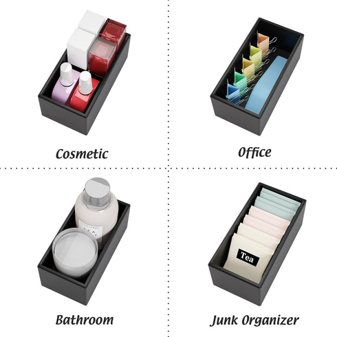 Black Bamboo Drawer Organizer, Silverware & Utensil Holder for Kitchen, Multi-Use Drawer Dividers