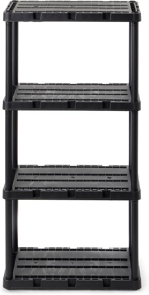 Gracious Living 4 Shelf Knect-A-Shelf, Ventilated Light Duty Storage Unit for Home, Garage, Basement, Black