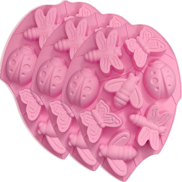 VEINARDYL 3 pcs Silicone Chocolate Molds, 24-Cavity Insect 3D Muffin Mould for Cake Candy Cupcake Soap