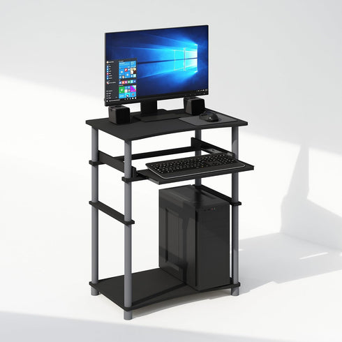 Furinno Home Office Writing Desk Computer Desk with Keyboard Tray Black/Grey