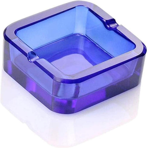 Crystal Glass Ashtray (Large, Blue)