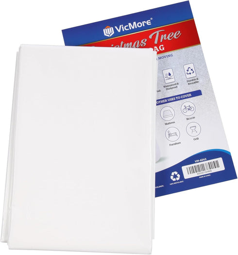 White Polyethylene Tree Bag 9ft x 6ft Hassle-Free Christmas Tree Removal Bag for Easy Cleanup Tree Disposal Bag Fits Most 9ft Trees by VICMORE