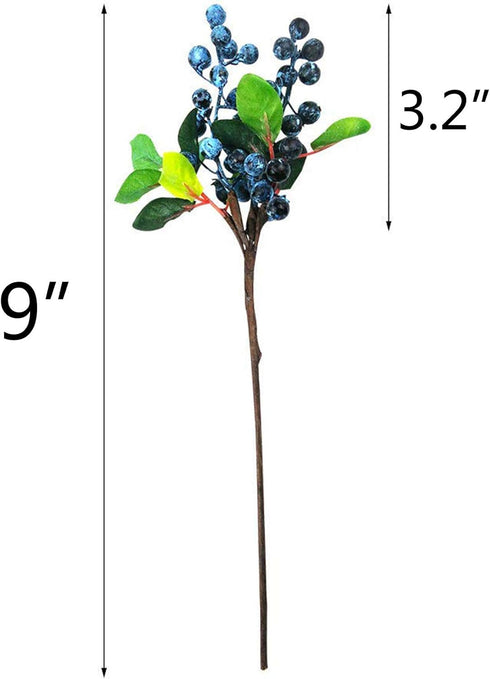 Mistari 10 Pack Artificial Flowers California Faux Blueberries - Artificial Stems for Decorating Blueberry Picks, Fruit