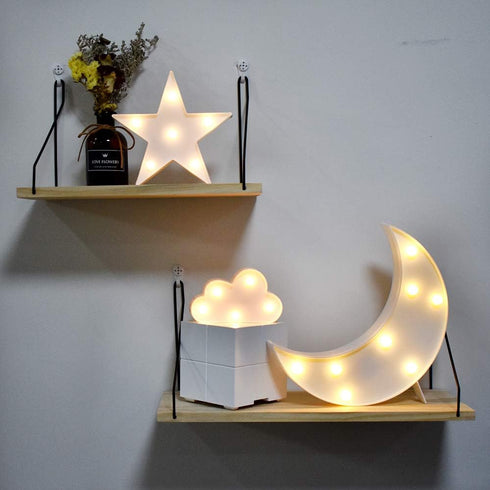 Set GUOCHENG Lovely White Moon Star Cloud Light Battery Operated LED Marquee Light Sign Warm White Bedside Lamps