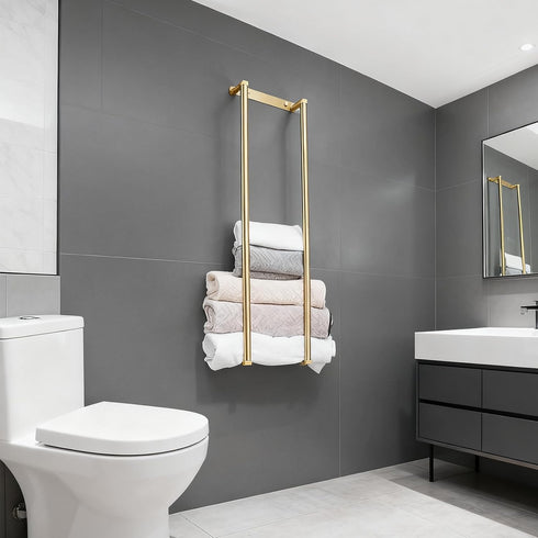 Towel Racks for Bathroom, NEWRAIN Stainless Steel Rolled Towel Storage Wall Mounted Bath Towel Holder for Folded Large