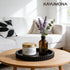 KAYUMONA 11" Counter Modern Decorative Tray for Coffee Table, Wooden Black Round Small Decor Tray for Candle, Perfume