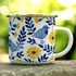 Floral Bird Enamel Camping Coffee Mug, Nature Flowers Botanical Gift Cup for Friend Coworker Women Mom (12oz)