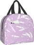 Reusable Lunch Box - Cute Lavender Flowers Light Purple Cooler Tote for Travel Picnic, Insulated Durable Shopping