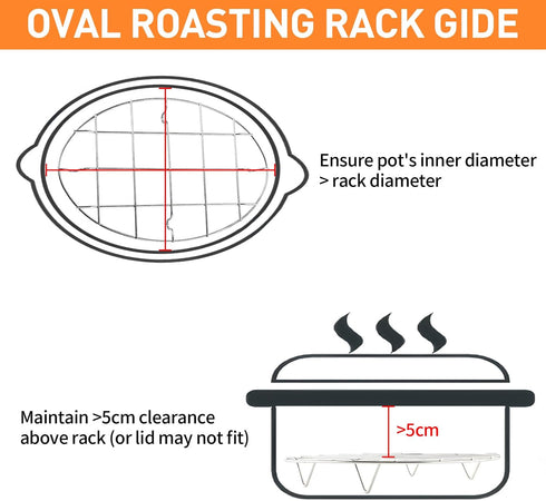 TamBee 1PC Wire Broiling Rack, Roasting Rack, Baking Rack, Cooking Cooling for Oven, Stainless Steel Oval Steamer Rack