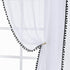 Treatmentex 2 Panels White Sheer Curtains with Black Pompoms, 63" Long Window Draperies for Boy's Room