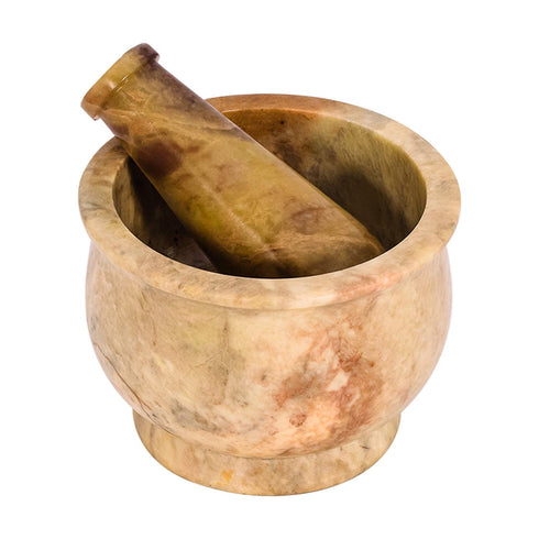 Heavy Duty Polished Hard Stone Mortar and Pestle, Natural Stone Grinder for Spices, Pastes, Herbs, Seasoning (Haldi)