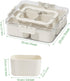 Divided Serving Tray with Lid and Handle - Portable Snack Container, Multi Compartment Clear Veggie Tray