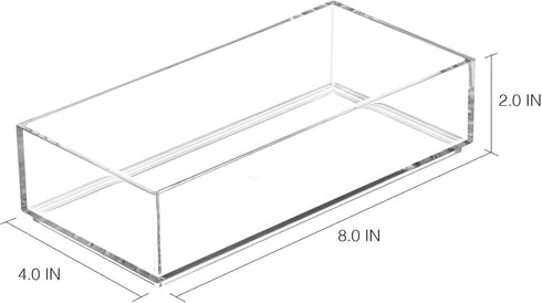 iDesign Clarity Plastic Drawer Organizer for Vanity, Bathroom, Kitchen Storage, 8" x 4" x 2", Clear