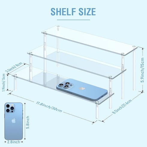Aredpoook 3 Acrylic Display Risers, Tier Perfume Organizer Stand, Clear Cupcake Stand Holder, Large Shelf Risers
