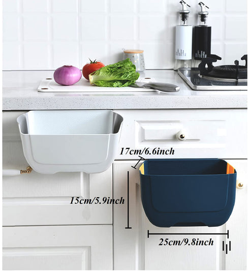 Hanging Mini Trash Can for Kitchen Cabinet Door, Small Collapsible Waste Bin Under Sink, Wall Mounted (3L)(White)