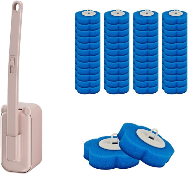Disposable Toilet Brush with 48 Refills,Toilet Cleaning Supplies,Toilet Wand Brush Starter Kit,Wall