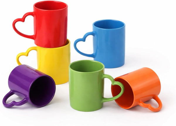 Pickmesh Colorful Ceramic Coffee Mug Set of 6, 10 oz Rainbow Enamel
