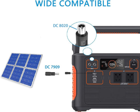 YAODHAOD DC8mm Connector 2pcs, DC7909 Male to DC8020 Female and DC7909 Female to DC8020 Male Adapter for Solar Panel RV
