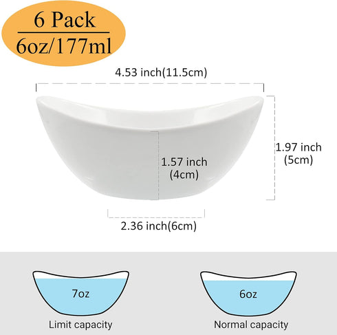 6 6 Pack Set Ounce Ceramic Dip Bowls for Ice Cream, Small Side Dishes Sauce Dish Ceramic Dessert Bowls - Good
