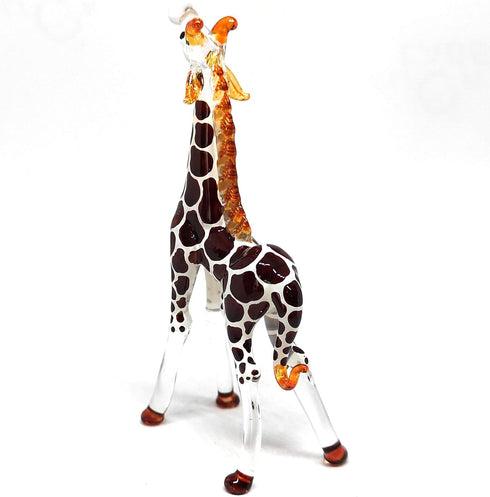 ZOOCRAFT Collectible Glass Giraffe Figurine - Hand Blown Safari Miniature Animal Home Decoration Statue