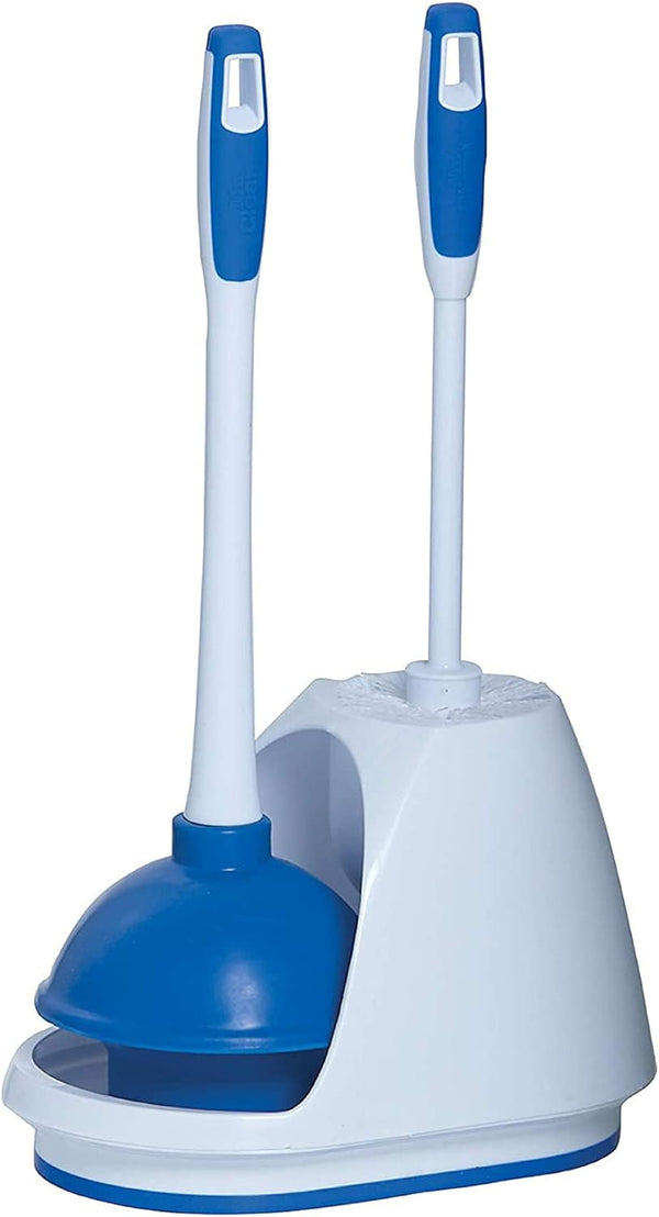 Mr. Clean Toilet Plunger and Bowl Brush Combo with Caddy, 3-Piece Heavy-Duty
