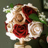 Artificial Flowers 25pcs Burgundy Foam Fake Roses with Stems for DIY Wedding Bouquets, White Bridal Shower