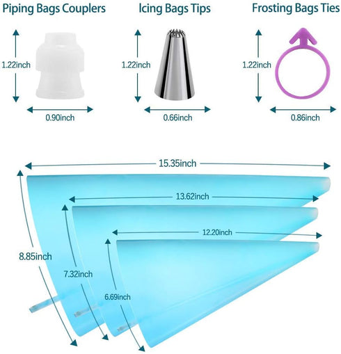 Reusable Piping Bags and Tips Set, Cake Decorating Tools with Icing Pastry Bags and Couplers