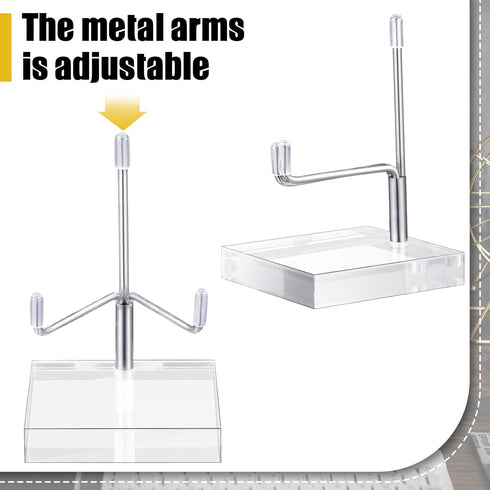 4 Pcs Adjustable Metal Arm Display Stand Easel with Acrylic Base for Geodes, Mineral, Agate Plates