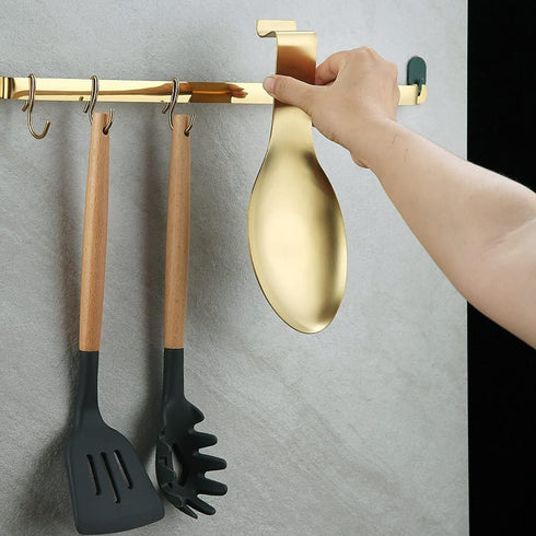 Matte Gold Spoon Rest, Stainless Steel Holder for Stove Top, Kitchen Utensils for Ladles, Tongs, Spatula, Dishwasher