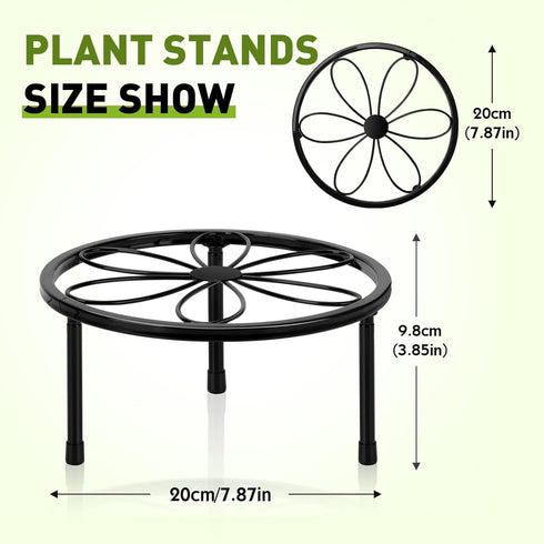 2 Pack 7.8" ESRICH Metal Plant Stand Indoor , Black Plant Stands Outdoor, Rustproof Round Heavy Duty Flower Pot Stand