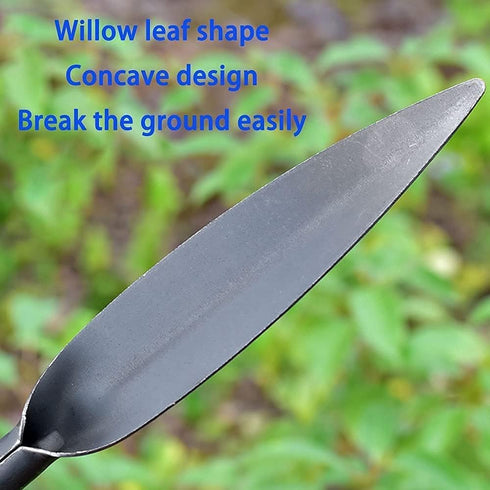 Willow Leaf-Shaped 12-inch Garden Trowel Tool, High-Carbon Steel Heavy Duty Manual Potting Tool (Grey)