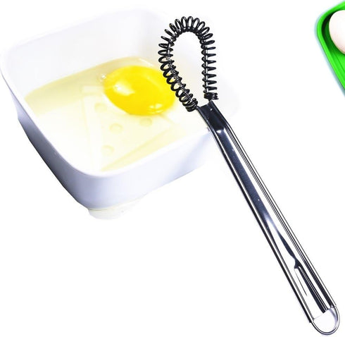 Stainless Steel Mini Spring Egg Beater - Silicone Whisk, Hand Held Sauce Stirrer, 2Pack-Silicone+Steel Coil