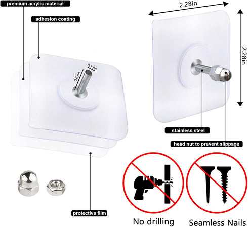 AIERSA 13 Pack Wall Hooks for Hanging, Screw Free Sticker for Mount Wall Shelf, Heavy Duty Reusable Adhesive Hooks
