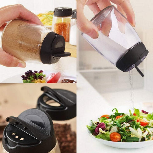 Celiseaya (8PCS Glass Spice Jars, Double Lids Seasoning Shakers Glass Bottles Spice Shakers Sifter Barbecue Salt