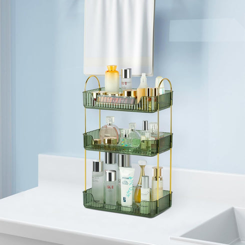 LileZbox Bathroom Counter Organizer Skincare Organizer Perfume Holder for Dresser Countertop Shelf Bathroom Countertop Tray for Cosmetic Skin Care Lipstick (Gray 2-storey) by LileZbox