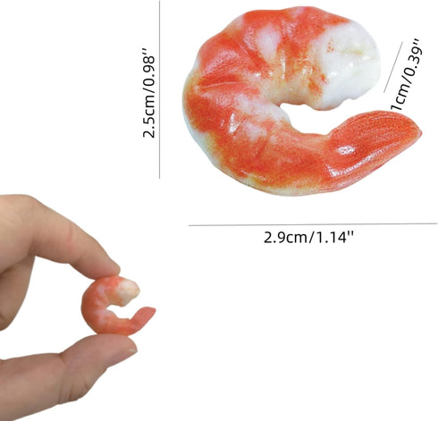 20PCS 1.14 Inches Artificial Shrimp Figures Fake Peeled Shrimp Simulated Cooked Prawn Lifelike Seafood Model for Home