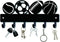 CREATCABIN Hook Hanger Wall Key Holder, Metal Decorative Mounted Organizer Rack with Sports Goods Basketball Football