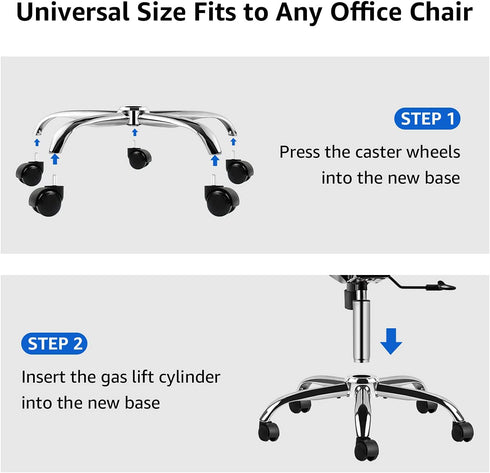 Mastery Mart 28 Inch Heavy Duty Office Chair Base Replacement, 2500 Lbs Metal Leg, Reinforced for Swivel Gaming Chair