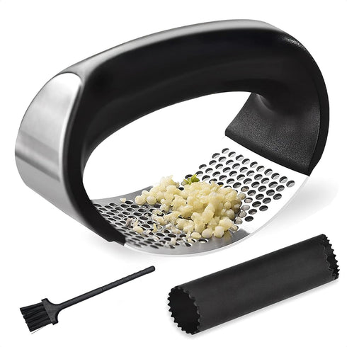 EYBDYB Innovative Rocking Garlic Press SetPremium Stainless Steel Garlic Crusher with Ergonomic Handle,Includes